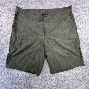Nike Golf Mens Standard Fit Dry Fit Topographical Print Shorts Sz 38 Olive Green